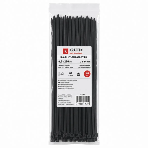 „Kraften Premium“ Plastikiniai Tvirtinimo Dirželiai 250×4,5 mm