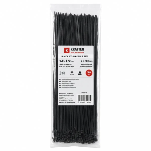 „Kraften Premium“ Plastikiniai Tvirtinimo Dirželiai 370×4,8 mm