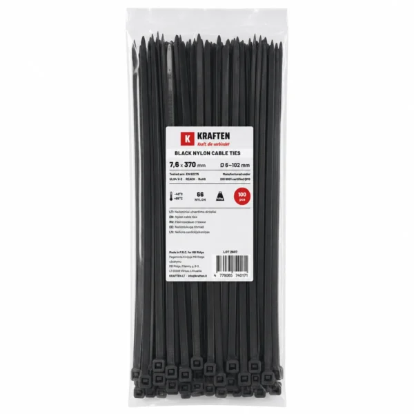 „Kraften Premium“ Plastikiniai Tvirtinimo Dirželiai 370×7,6 mm